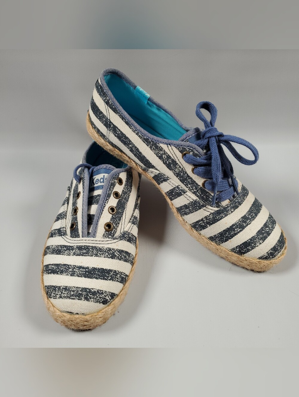 Keds Sneakers Womens 6 Blue Striped Espadrille Slip On Low Top Casual Shoes
